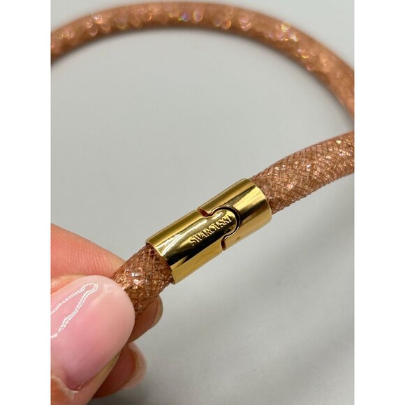 Swarovski Stardust Rose Double Wrap Bracelet Gold Tone Closure Tubular Design - Picture 6 of 7